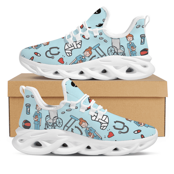 Cute Cartoon Doctor Nurse Pattern Ladies Chunky Shoes Comfort Sneakers Walking Shoes Women Footwear zapatillas mujer