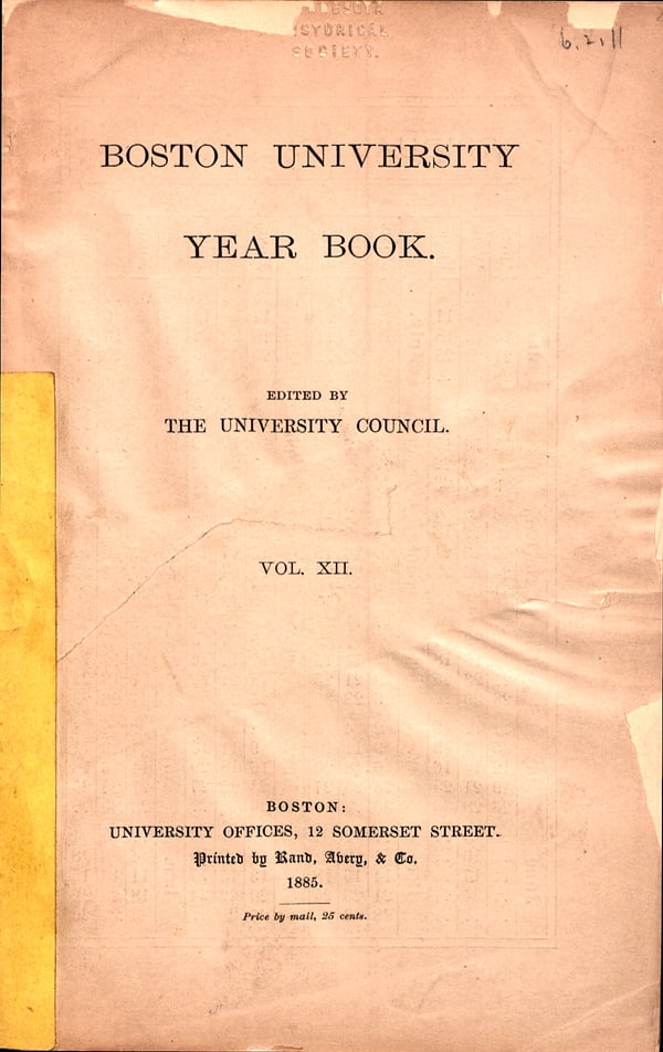 (Custom Reprint) Yearbook 1885 Boston University HUB Yearbook
