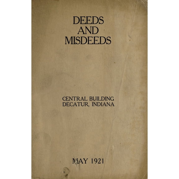 (Custom Reprint) Yearbook: 1921 Central School - Deeds and Misdeeds Yearbook (Decatur, IN)