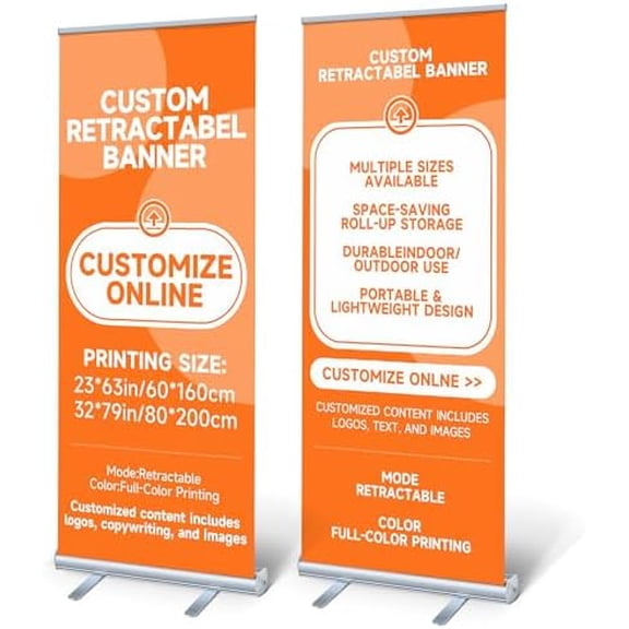 Custom Retractable Banner Stand 33"x81"  Personalized Roll Up Display with Carry Bag, Adjustable Height, Portable Stand for Trade Shows, Events, Business Promotions$$Other