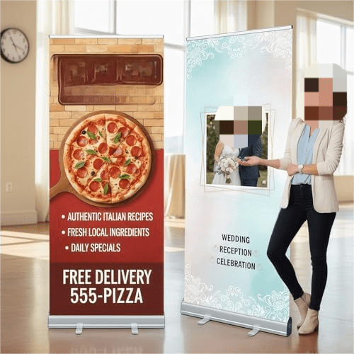 Custom Retractable Banner Stand Portable, Durable & Easy Setup Personalized Roll Up / Pull Up Banner for Business Advertising, Trade Shows & Storefront Custom Print (32" x 79")$$Other