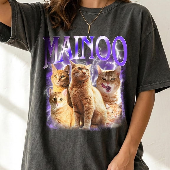 Custom Retro Cat Shirt Personalized Cat Photo Tee Custom 90s Pet Shirt Cat Portrait Gift f