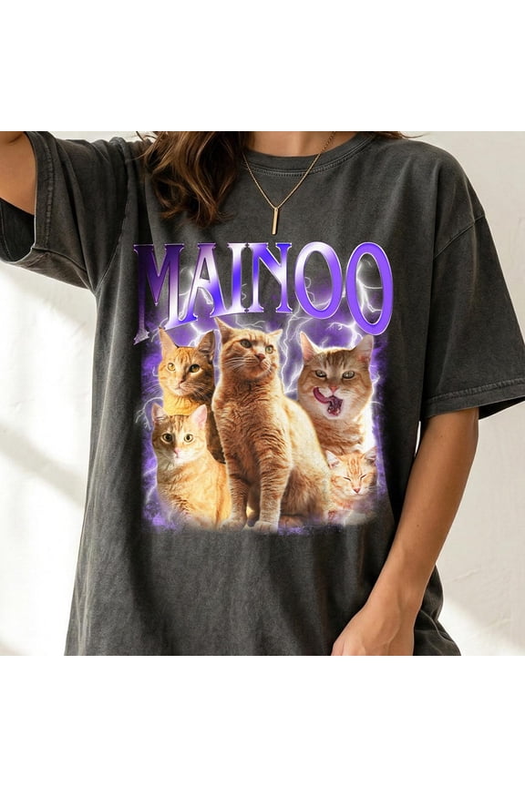 Custom Retro Cat Shirt Personalized Cat Photo Tee Custom 90s Pet Shirt Cat Portrait Gift f
