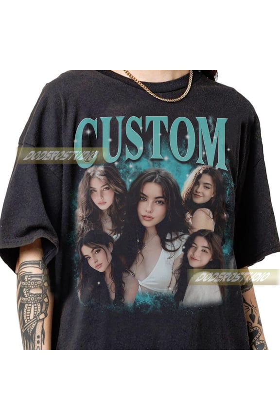 Custom Retro Girlfriend T-Shirt - Personalized Kpop Fan Gift with Unique Portrait Collage
