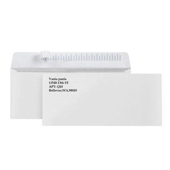 Custom Return Address Envelopes, 200 PCS, Self-Seal, White