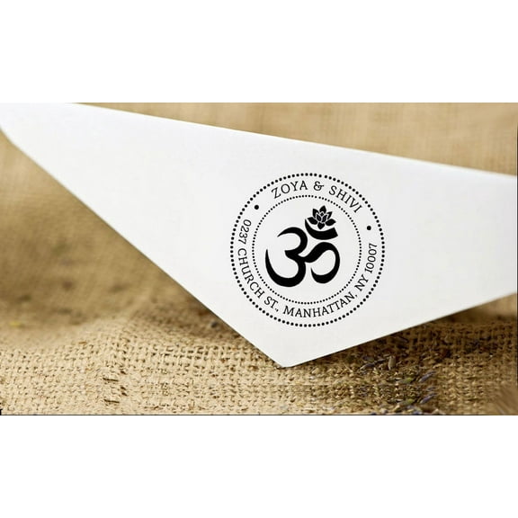 Custom Return Address Self Inking Personalized Om Round Rubber Stamper Personalized Business Logo