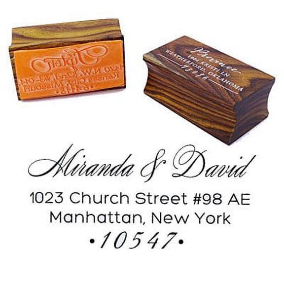 Custom Return Address Stamp Personalized Wood Mounted Rubber Stamp Engagement Gift