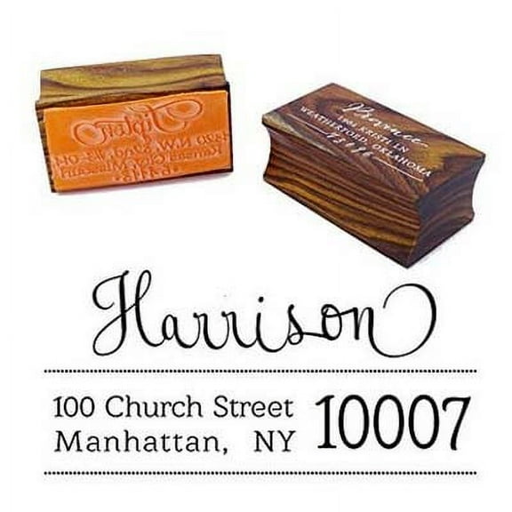 Custom Return Address Stamp Personalized Wood Mounted Rubber Stamp Engagement Gift