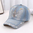 thumbnail image 1 of Custom Rhinestone Denim Baseball Cap for Men and Women Fashionable Sun Hat for Parties and Casual Wear Boar Hat Young and Womens Hat Racks for Baseball Caps Closet Cap Pack Womens Hats Fashion, 1 of 2