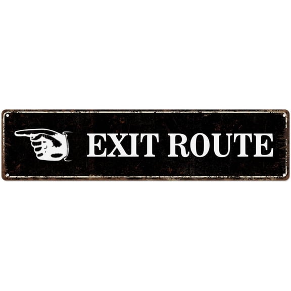 Custom Right Arrow Exit Route Aluminum Road Sign, Fade Resistant Rustproof Metal Wall Plaque for Home Bathroom or Store Decor