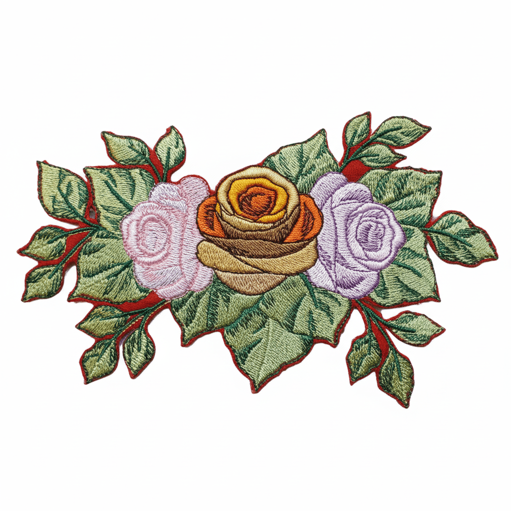 Custom Romantic Rose [Beautiful Rose] Embroidered Iron on/Sew Patch (4.5" x 4.5") [Made in USA]