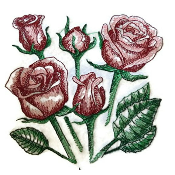 Custom Romantic Rose[ Sketch Roses] Embroidered Iron on/Sew patch [5.3" *5"]