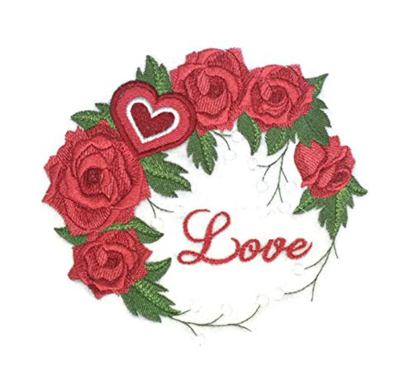 Custom Roses of Love Wreath Embroidered Iron on/Sew Patch [5.39" X 4.9"]