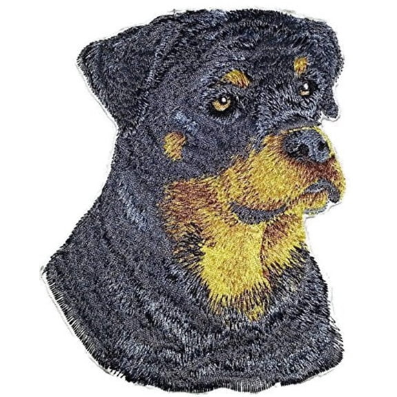 Custom Rottweiler Dog Face Embroidery IronOn/Sew patch [5.5" x 4"]