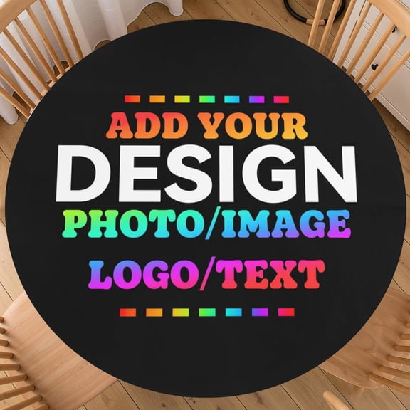 Custom Round Fitted Tablecloth with Elastic Edge,Design Your Photo,Text,Business Logo,Oil Proof Wipeable Table Cover,Dining Room,Holiday Party, Fits Tables up to 40 to 44 in Diameter