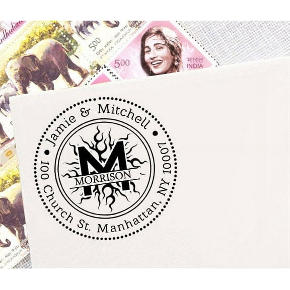 Custom Round Rubber Stamp Monogram Stamper Self Inking Return Address Personalized Gift