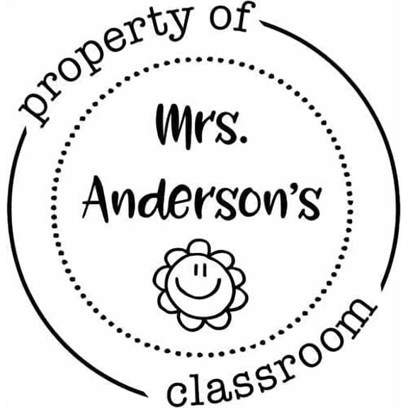 Custom Round Self-Inking Teacher Stamps | 40 Designs | Motivational Teacher Phrases | Grading Made Easy | Classroom, Teacher and Library Book Stamps (Property of Flower)