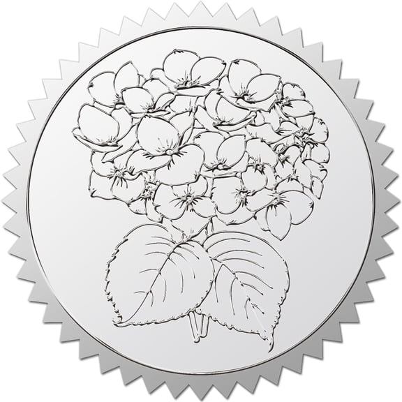 Custom Round Silver Foil Embossed Picture Stickers Self Adhesive Award Certificate Seals Metallic Stamp Seal Stickers Flower 50mm 4pcs/sheet