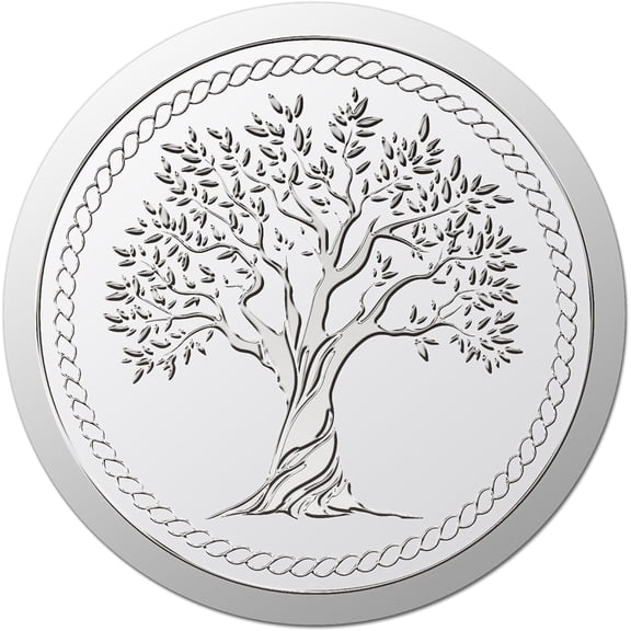 Custom Round Silver Foil Embossed Picture Stickers You Make a Difference Self Adhesive Award Certificate Seals Metallic Stamp Seal Stickers Tree of Life 38mm 4pcs/sheet