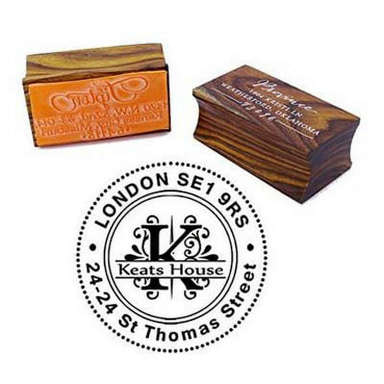 Custom Round Wood Mounted Rubber Stamp Personalized Family Return Address  Stamp Engagement Gift 