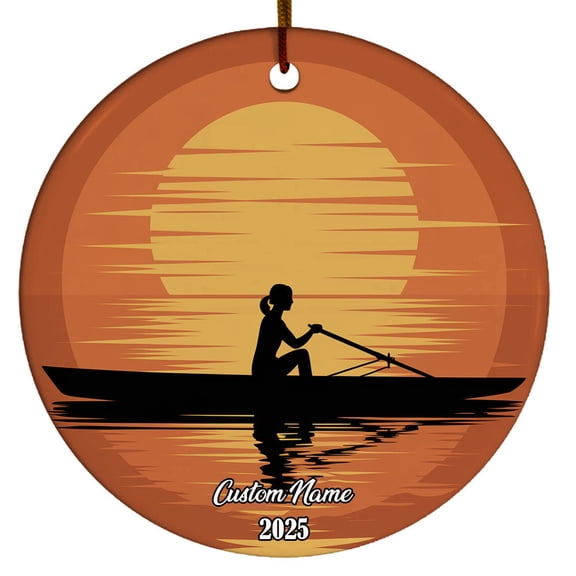 Custom Rowing Merry Christmas Ceramic Ornament, Xmas Tree Decoration, 2025 Christmas Ornament, for Family, Friends, Gifts for Rowing Lovers, Gifts for Family Friend Boys Girls