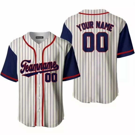 Custom Royal Cream Pinstripe Royal Red Raglan Sleeves Baseball Jerseys For Men & Women - H