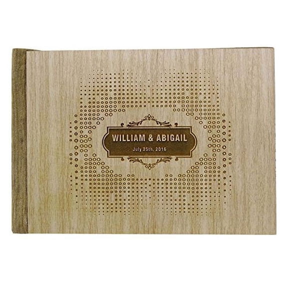 Custom Rustic Wedding Guest Book Wood Engraved Bride & Groom Advice Guestbook - 50 Pages