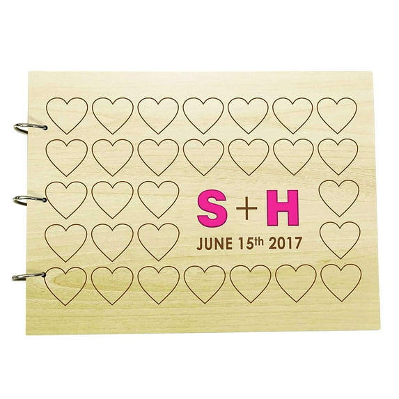 Custom Rustic Wedding Guest Book Wood Wooden Name Engraved Advice Book
