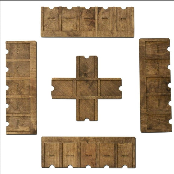 Custom SKIPBO Card Game Player Organizers - SKIPBO Game Board - Handmade SKIPBO Gameboard | Complete Set - 4 Player Trays + 1 Center Console | Walnut