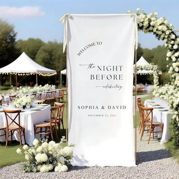 Custom Satin Wedding Welcome Sign, Personalized Ceremony Banner, Engagement Party Decor
