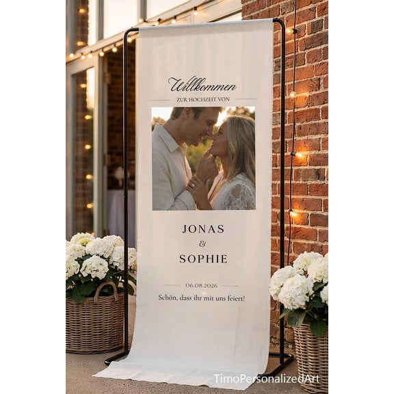 Custom Satin Welcome Sign, Personalized Wedding Decoration, Engagement Ceremony Banner