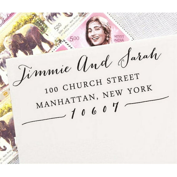 Custom Save The Date Wedding Invitation Rubber Stamp Personalized Calligraphy Return Address RSVP Self Inking Stamper
