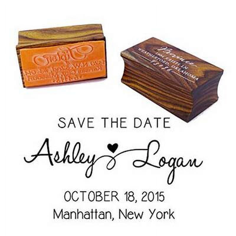 Custom Save The Date Wedding Invitation Stamp Wood Mounted Rubber Stamp