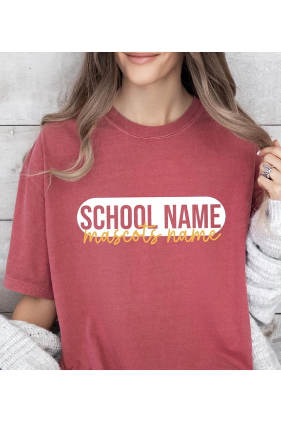 Custom School Name T Shirt Custom Text Shirt School Logo Shirt Team Mascot TShirt School S