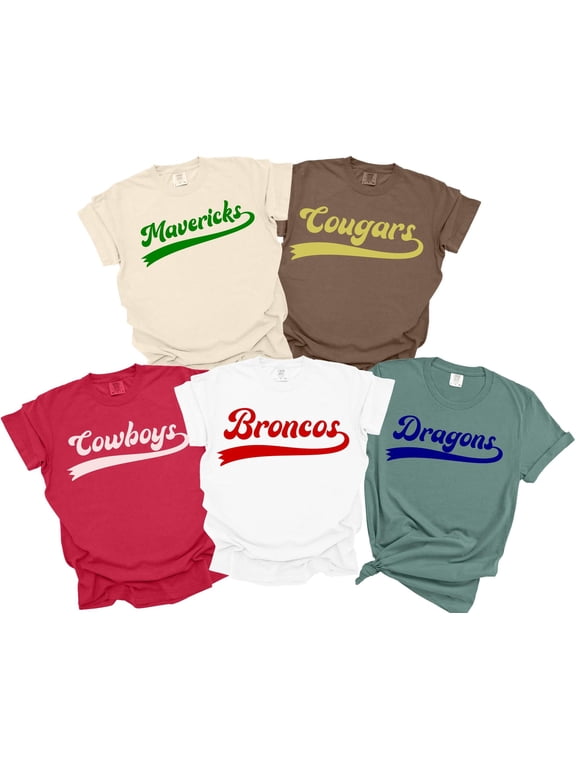 Custom School Team Mascot TShirt Personalized Name Gifts For Back To School Logo Tee