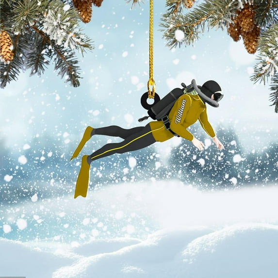 Custom Scuba Diving Ornament 2025 for Scuba Diver Ornament Underwater Diving Christmas Ornaments Scuba Dive Equipment (SD6) - 3193 (Yellow)