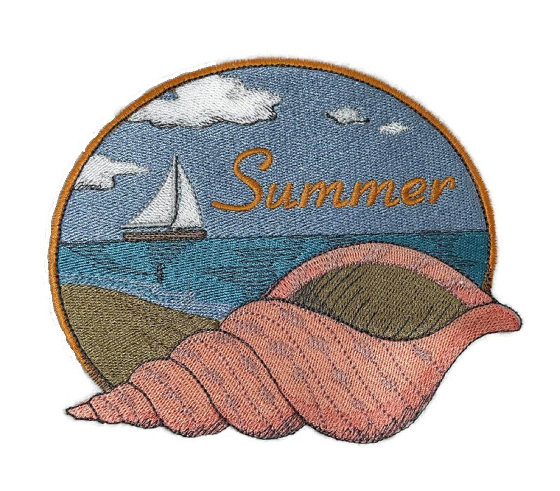 Custom Sea Sells Seashells Embroidered Iron on/Sew Patch (5.83" x 4.83")