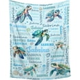 Custom Sea Turtle Blanket,Personalized Baby Name Sea Turtle Blanket