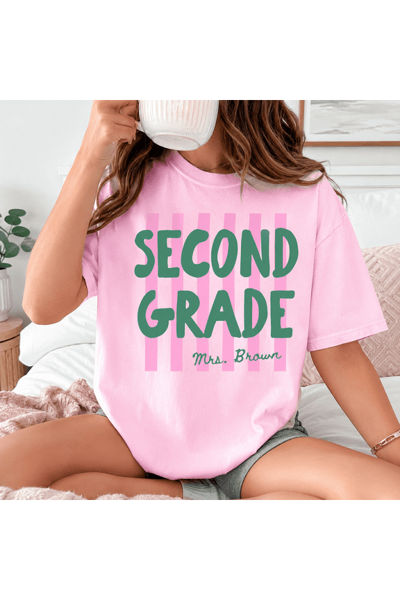 Custom Second Grade Teacher Comfort Colors Shirt, Personalized Mrs Teacher Tee, Back To School Gift For Elementary 2nd Grade Teacher
