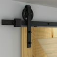 thumbnail image 1 of 6.6 Ft. Hook Strap Black Rolling Barn Door Hardware Kit with 5 in. Wheel, 1 of 4