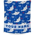 thumbnail image 1 of Custom Shark Throw Blanket for Girls - 50x60 Inches Throw Size Soft Fuzzy Plush Throws Gift - Dark Blue Cute Blanket for Sofa & Bed, 1 of 6