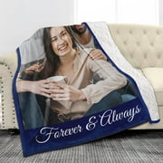 Custom Sherpa Fleece Blanket with Photos Text Soft Warm Fuzzy Custom Blanket Personalized Couples Gifts for Boyfriend Girlfriend Customized Picture Blanket Gifts for Birthday Anniversary Christmas