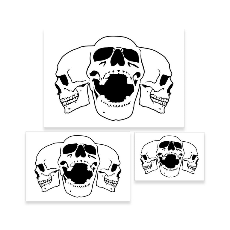 Skull Stencil - Stare and Profile Skulls Skeleton Airbrush Stencils &  Templates