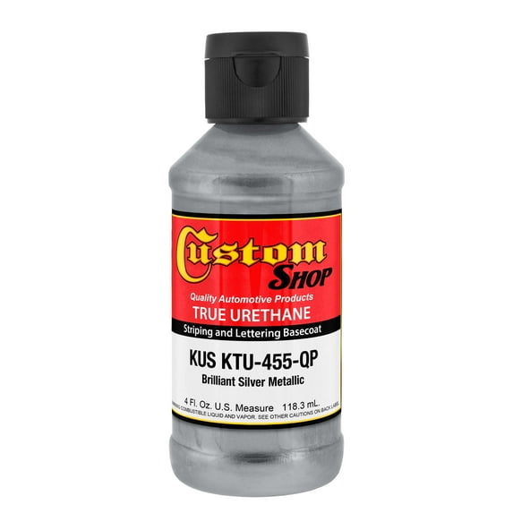 Custom Shop Brilliant Silver Metallic - True-U Pinstriping Urethane Basecoat Metallic Colors, 1/4 Pint