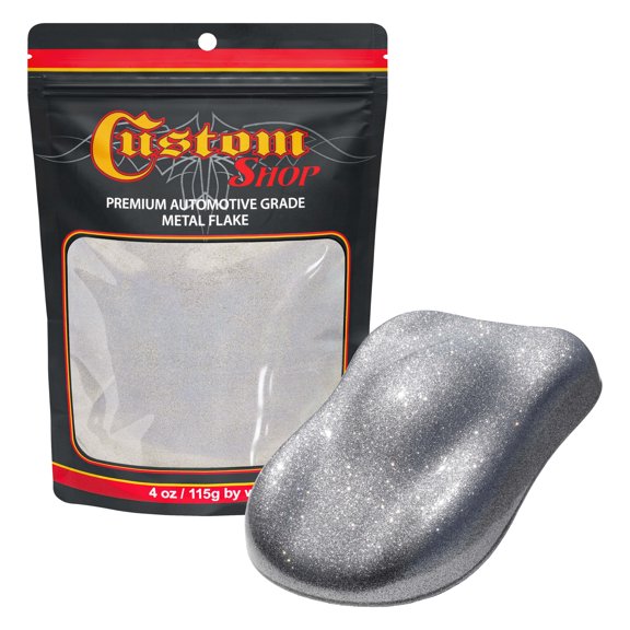 Custom Shop - Chrome Silver - 4-ounces of Micro Metal Flake .004" 100 Micron Size - Automotive Grade Flake, UV, Fade & Solvent Resistant - Metallic Auto Paint Glitter - Spray Gun Painting Cars