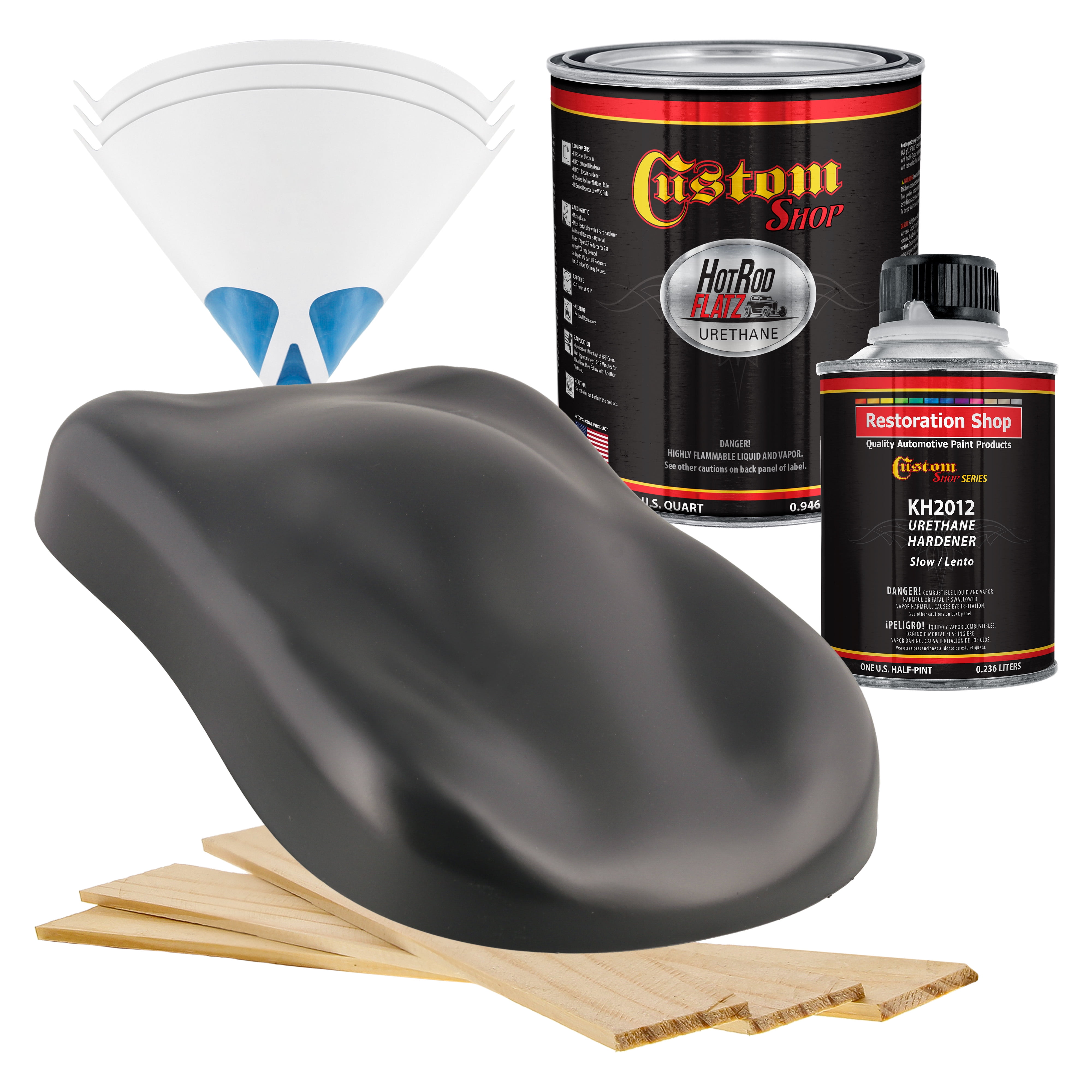 Custom Shop - Dark Gray Primer Tone - Hot Rod Flatz Flat Matte Satin Urethane Auto Paint - Complete Quart Paint Kit - Professional Low Sheen Automotive, Car Truck Coating, 4:1 Mix Ratio