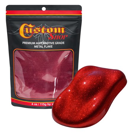 Custom Shop - Fire Red - 4-ounces of Micro Metal Flake .004" 100 Micron Size - Automotive Grade Flake, UV, Fade & Solvent Resistant - Metallic Auto Paint Glitter - Spray Gun Painting Cars