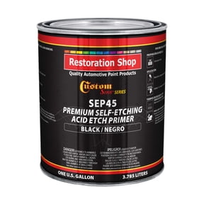 Custom Shop Gray Premium Self Etching Acid Etch Primer, 1 Gallon, Black - Ready to Spray Paint, Excellent Adhesion to Bare Metal, Steel, Aluminum, Fiberglass - Use on Automotive Car Parts