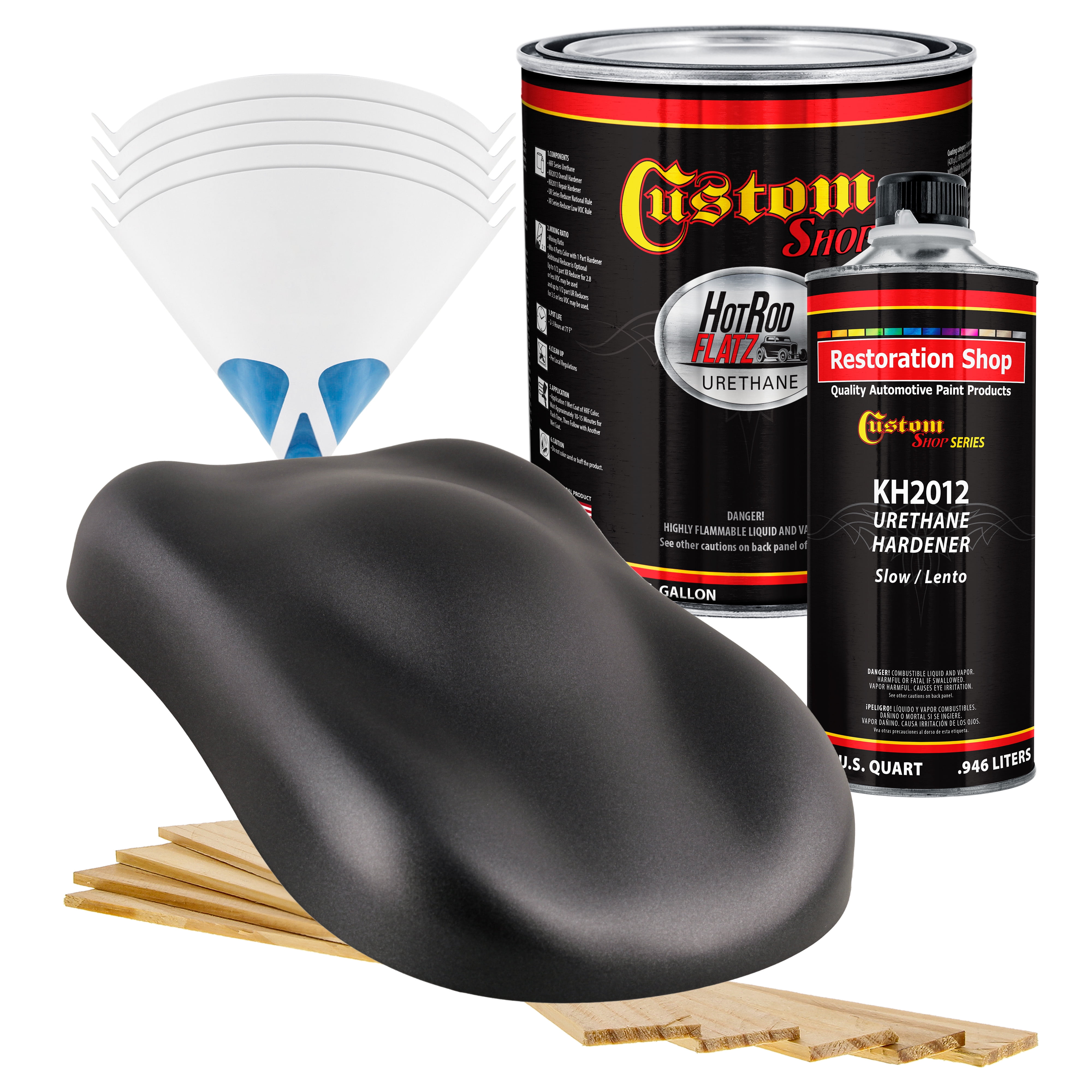 Custom Shop - Gunmetal Grey Metallic - Hot Rod Flatz Flat Matte Satin Urethane Auto Paint - Complete Gallon Paint Kit - Professional Low Sheen Automotive, Car Truck Coating, 4:1 Mix Ratio