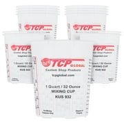 Custom Shop Paint Mixing Cups Plastic Measuring Cup Epoxy Resin, Disposable or Reusable, 32-Ounce (Quart) - Pack of 12 - Graduated, Mixing Ratios, Automotive Painting Acrylic Art Crafts